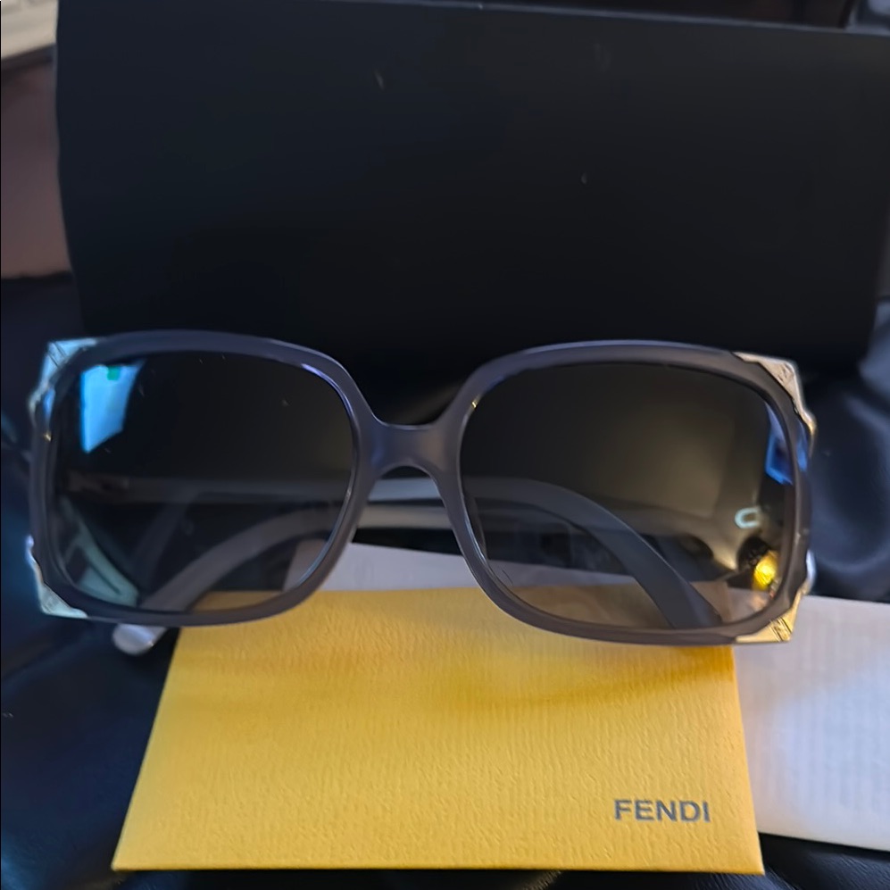 Fendi Gray Sunglasses With Silver Accents